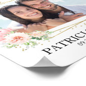 エレガント赤面フローラ写真の結婚ウェルカムサイン ポスター (角)