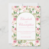 エレガント赤面フローラ庭園の結婚式 招待状 (正面)