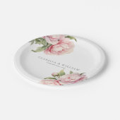 エレガント赤面フローラ炭ホワイトズモダン結婚ス ペーパープレート (アングル)