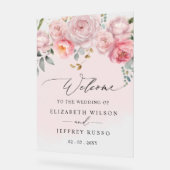 エレガント赤面フローラ結婚のウェルカムサイン アクリルサイン (傾斜)