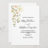 エレガント赤面フローラ結婚式招待状 招待状 (正面/裏面)