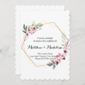 エレガント赤面フローラ結婚式招待状 招待状 (正面/裏面)