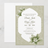 エレガント赤面フローラ結婚式招待状 招待状 (正面/裏面)