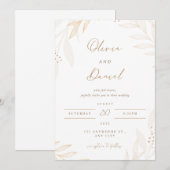 エレガント赤面フローラ結婚式招待状 | 編集可能 招待状 (正面/裏面)