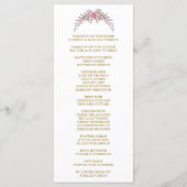 エレガント赤面フローラ金ゴールドフレーム結婚式 プログラム (裏面)