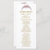 エレガント赤面フローラ金ゴールドフレーム結婚式 プログラム (正面/裏面)