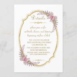 エレガント赤面フローラ金ゴールドフレ結婚ームの詳細 招待状