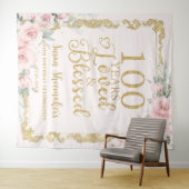 エレガント赤面フローラ100番目の誕生日愛さ賛美れた タペストリー (インサイチュ(横))