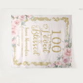 エレガント赤面フローラ100番目の誕生日愛さ賛美れた タペストリー (正面(横))