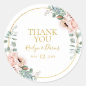 エレガント赤面フローラ |ありがとうございます結婚式の引き出物 ラウンドシール (正面)