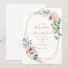 エレガント赤面フローラ |カジュアル結婚式招待状 招待状