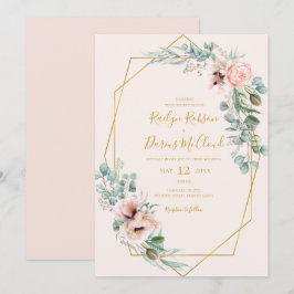 エレガント赤面フローラ |パステルカジュアル結婚ズ 招待状