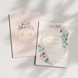 エレガント赤面フローラ |パステル伝統的結婚ズ 招待状