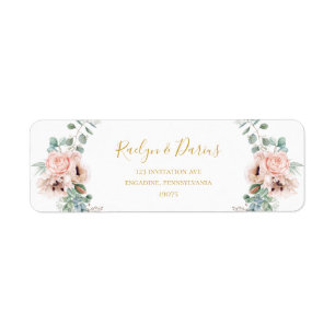 エレガント赤面フローラ 差出人住所ラベル ラベル