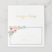 エレガント赤面フローラ |黒いフレームを折り曲げ プレイスカード (外部開封)