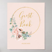 エレガント赤面フローラ | Pastelゲストブックサイン ポスター (正面)