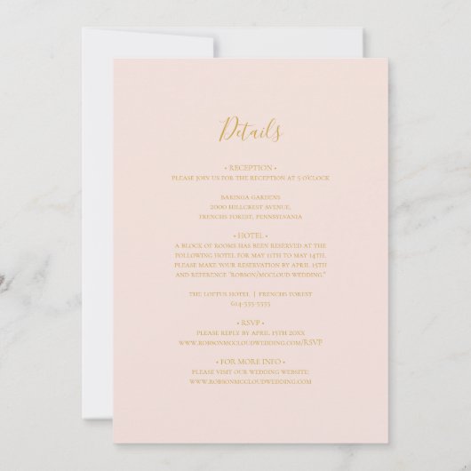 エレガント赤面フローラ | Pastel All 結婚 In One's 招待状 (裏面)