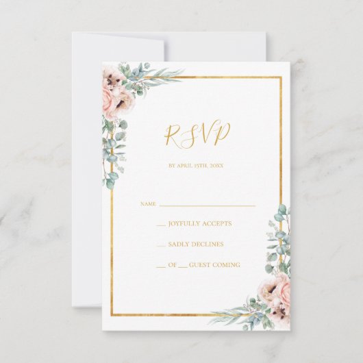 エレガント赤面フローラ | RSVPカード (正面)