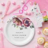 エレガント赤面ブルゴーニュバラフローラブライダルシャワー ペーパープレート (パーティー)