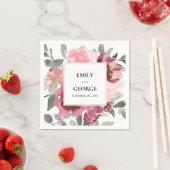 エレガント赤面ブルゴーニュ水彩フローラ結婚ズ スタンダードカクテルナプキン (インサイチュ)