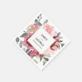 エレガント赤面ブルゴーニュ水彩フローラ結婚ズ スタンダードカクテルナプキン (角)