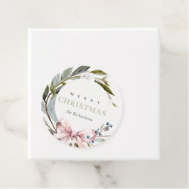 エレガント赤面ブルーグリーンウィンタークリスマスリース フェイバータグ