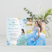 エレガント赤面ブルーフローラキンセアニラ招待状 招待状 (スタンド正面)