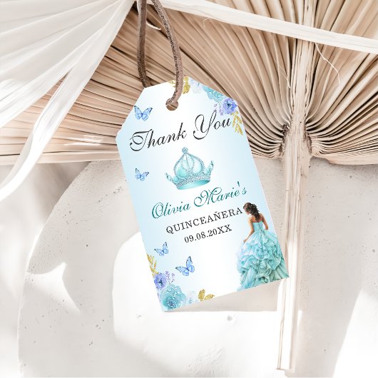 エレガント赤面ブルーフローラキンセアニラ誕生日 ギフトタグ