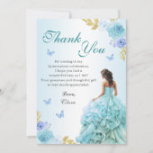 エレガント赤面ブルーフローラキンセアニラ誕生日 サンキューカード (正面)