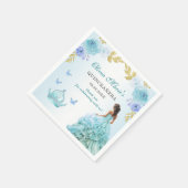 エレガント赤面ブルーフローラキンセアニラ誕生日 スタンダードカクテルナプキン (角)