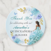 エレガント赤面ブルーフローラキンセアニラ誕生日 フェイバータグ (正面)