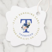 エレガント赤面ブルーフローラ循環住所 シール フェイバータグ (裏面)