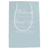 エレガント赤面ブルー結婚の歓迎 ミディアムペーパーバッグ (正面)