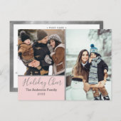 エレガント赤面ホリデー応援フォトコラージシルバー ポストカード (正面/裏面)