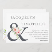 エレガント赤面ボタニカルアンパ結婚サンド 招待状 (正面/裏面)