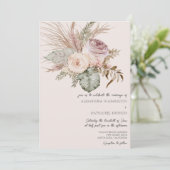エレガント赤面ボヘミアン結婚ブーケ 招待状 (スタンド正面)