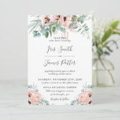 エレガント赤面ポピーバラフローラグリーンリー結婚ズ 招待状 (スタンド正面)