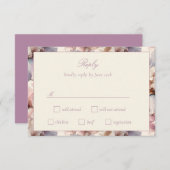 エレガント赤面モダンと鳩の花結婚の 出欠カード (正面/裏面)