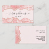 エレガント赤面モダンピンクアゲイト名刺 名刺 (正面/裏面)