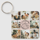 エレガント赤面モダンピンクファミリーフォトコラージュ キーホルダー (正面)