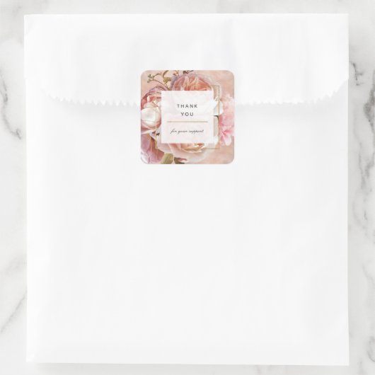 エレガント赤面モダンピンクローズ&ピーニーサンキューサンキュー スクエアシール (バッグ)