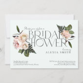 エレガント赤面モダンフローラブライダルシャワー 招待状 (正面)