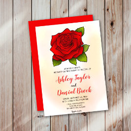エレガント赤面ロマンチック赤い花フローラ結婚ズ 招待状