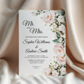 エレガント赤面優しいバラ結婚の花 招待状