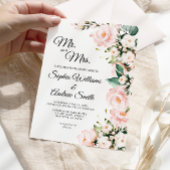 エレガント赤面優しいバラ結婚の花 招待状