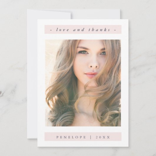 エレガント赤面卒業写真ありがとう サンキューカード (正面)