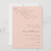 エレガント赤面手描き植物性ブライダルシャワー 招待状 (正面)