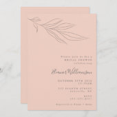 エレガント赤面手描き植物性ブライダルシャワー 招待状 (正面/裏面)