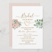 エレガント赤面水彩フローラブライダルシャワー 招待状 (正面/裏面)
