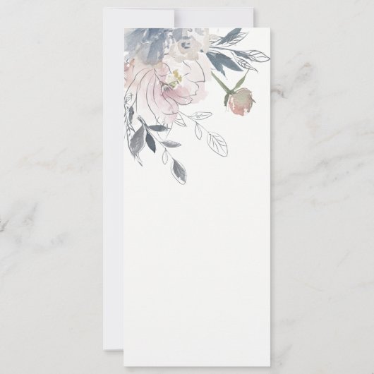 エレガント赤面水彩フローラブライダルシャワー 招待状 (裏面)